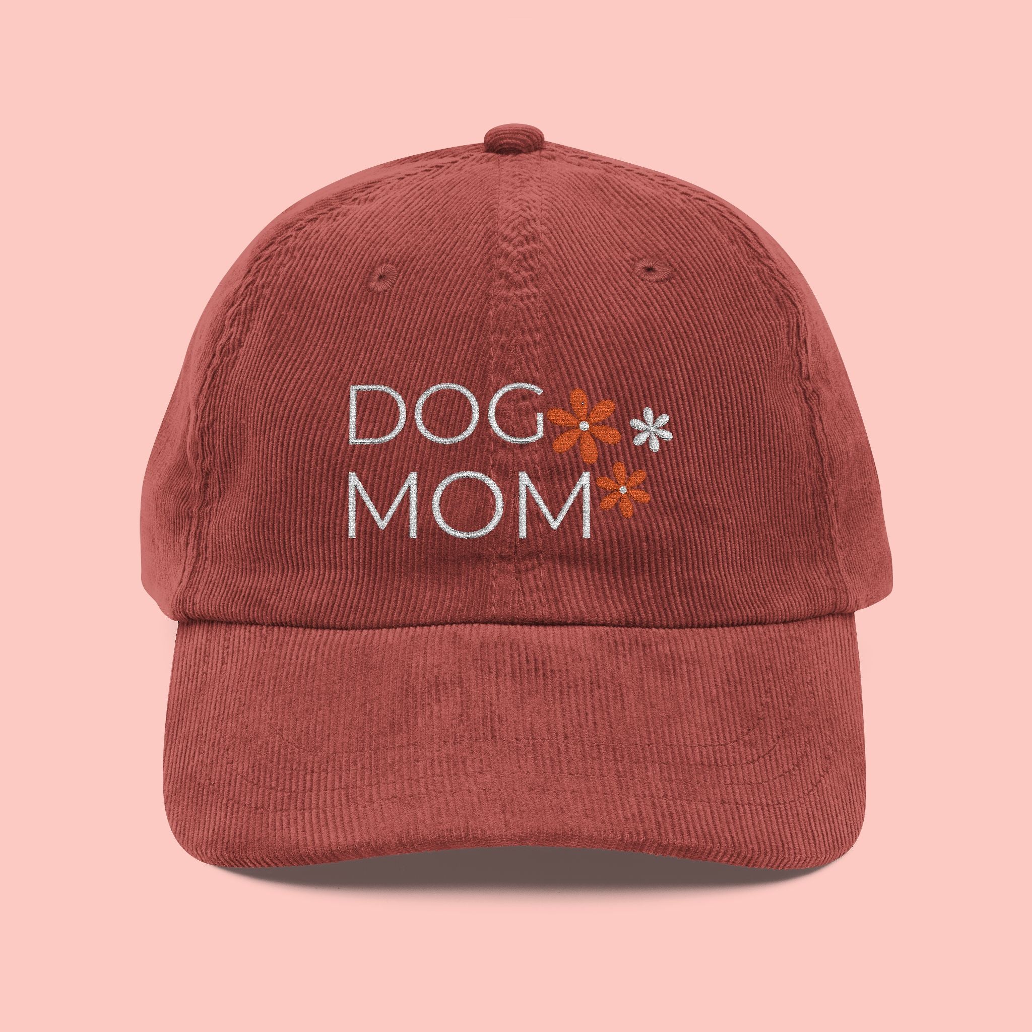 Dog Mom Corduroy Cap — Embroidered Vintage Floral Baseball Hat