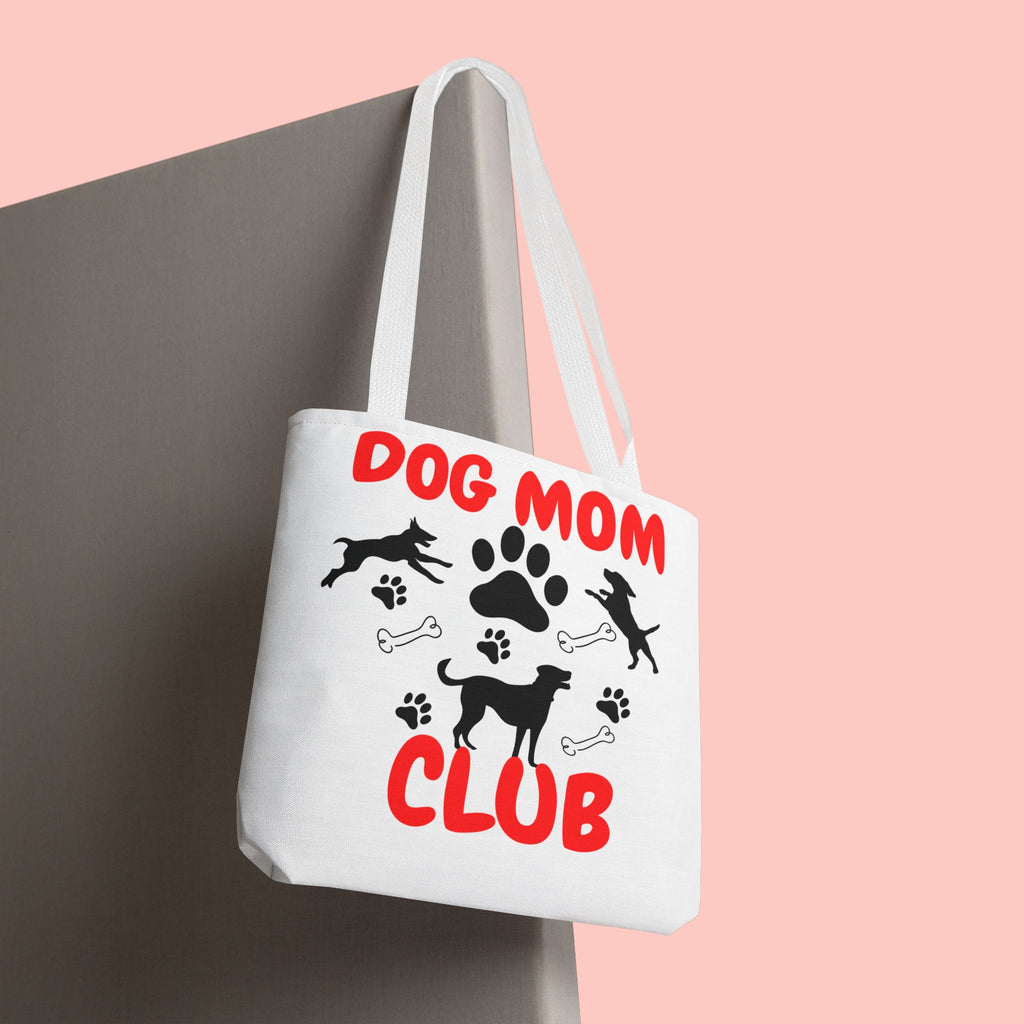 Dog Mom Club Tote Bag – Cute Paw Print Canvas Tote for Dog Lovers