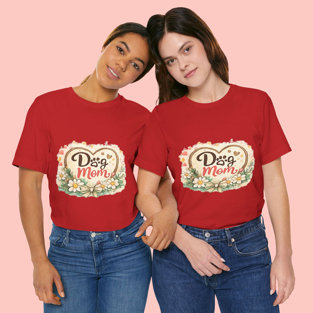 Dog Mom T-Shirt – Floral Paw Heart Graphic Tee