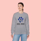 Dog Mom Crewneck Sweatshirt – Blue Paw Graphic "Dog Mom"