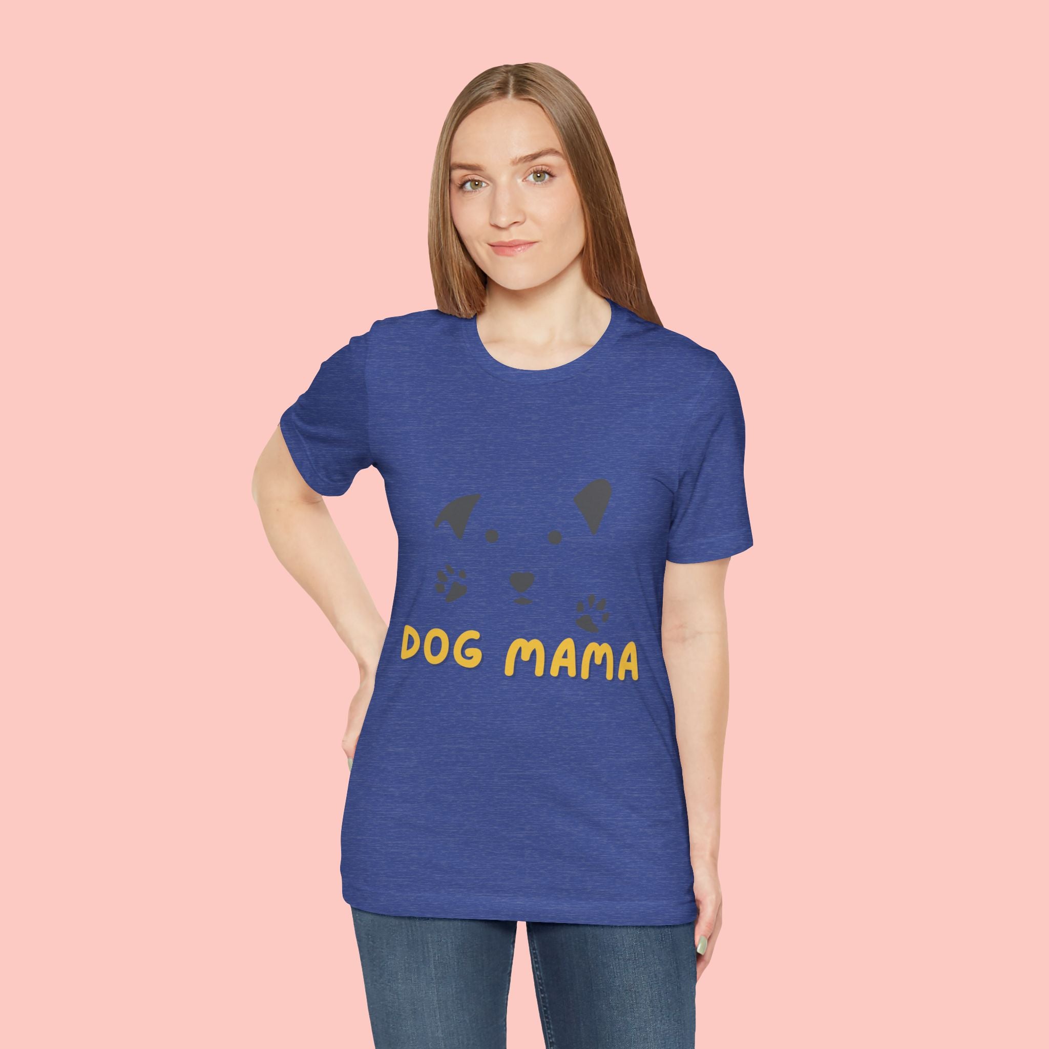 Dog Mama Graphic Tee — Cute Paw Print Dog Face T-Shirt for Dog Lovers