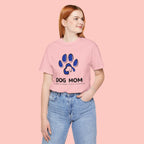 Dog Mom T-Shirt – Blue Paw Graphic "Dog Mom: It's Not a Hobby, It's a Lifestyle"
