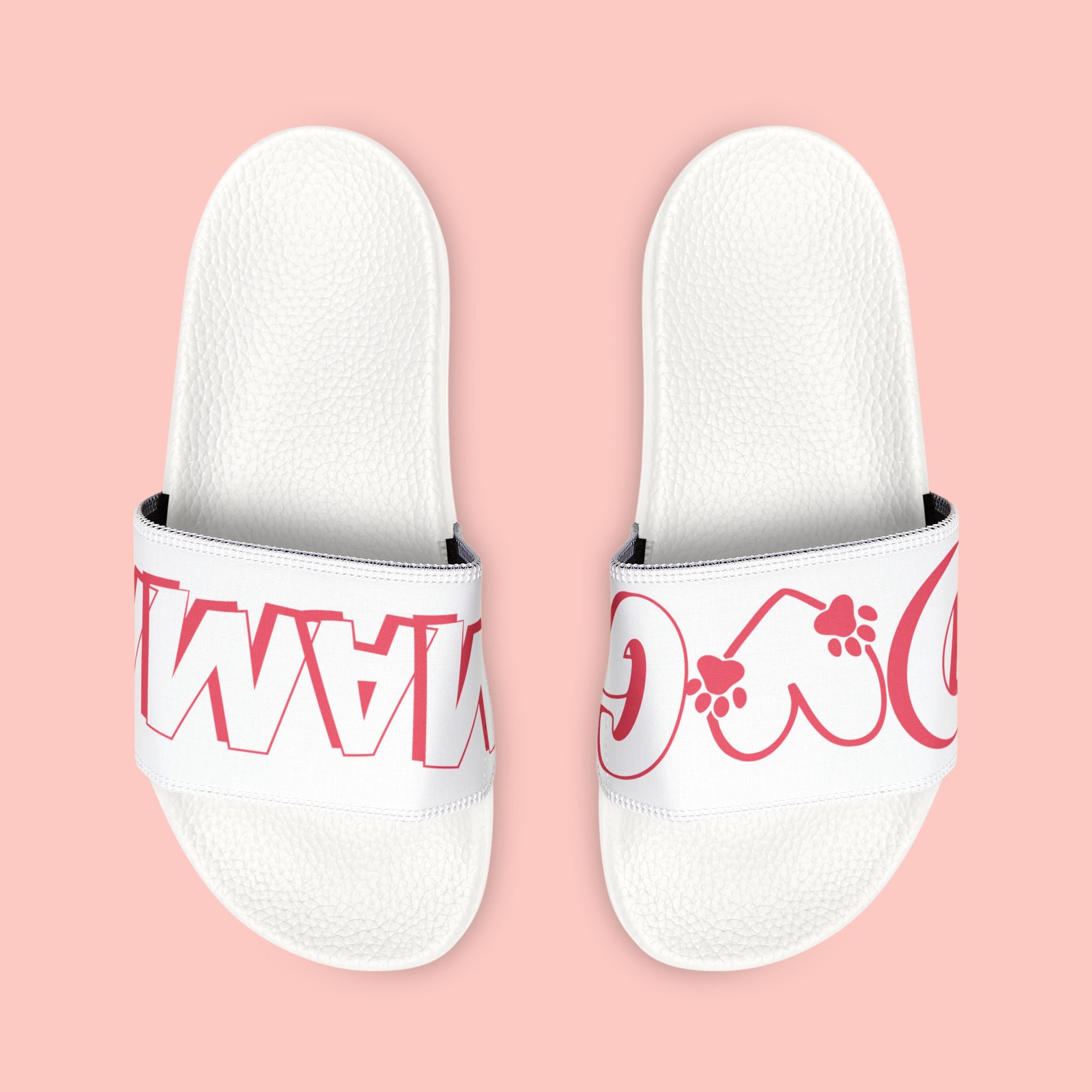 Sandals — 'Dog Mama' White Removable-Strap Slide Sandals