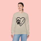Dog Mom Heart Paw Sweatshirt — Women's Crewneck for Pet Lovers