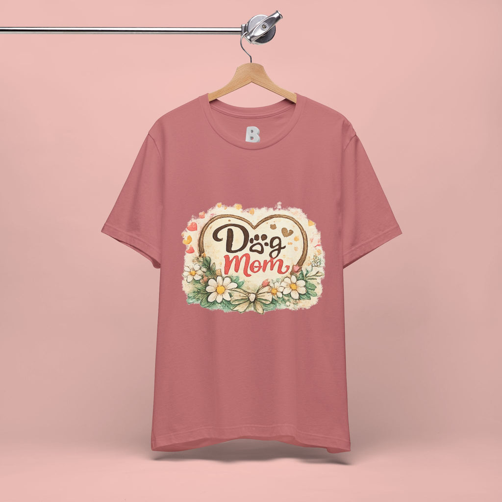 Dog Mom T-Shirt – Floral Heart Paw Design