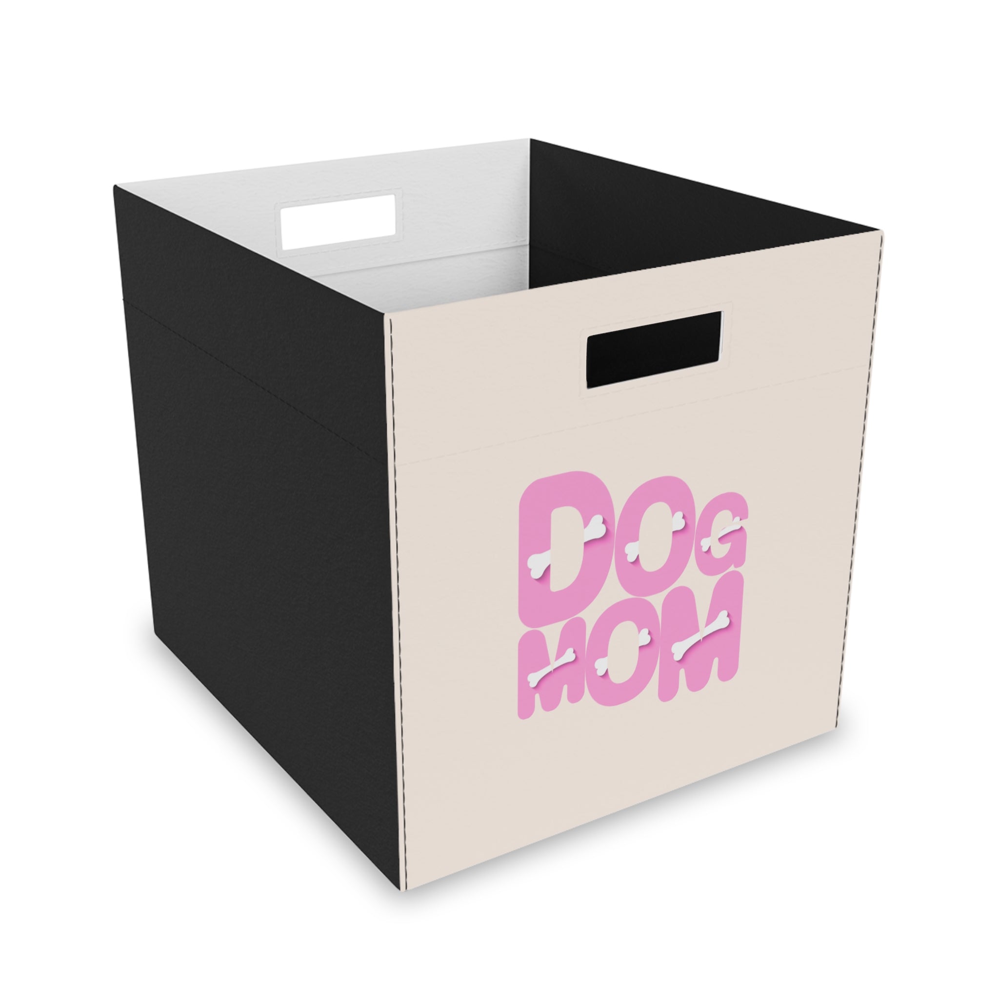 Storage Box — "Dog Mom" Felt Bin (Pet Toy & Accessory Organizer)