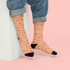 Floral Peach Crew Socks — Cute Ditsy Flower Sublimation Socks