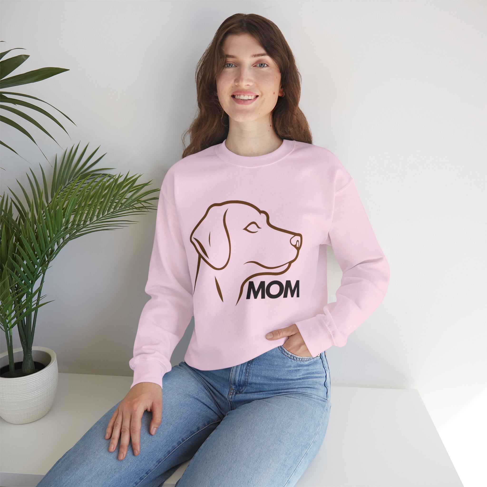 Dog Mom Crewneck Sweatshirt – Minimalist Labrador Outline
