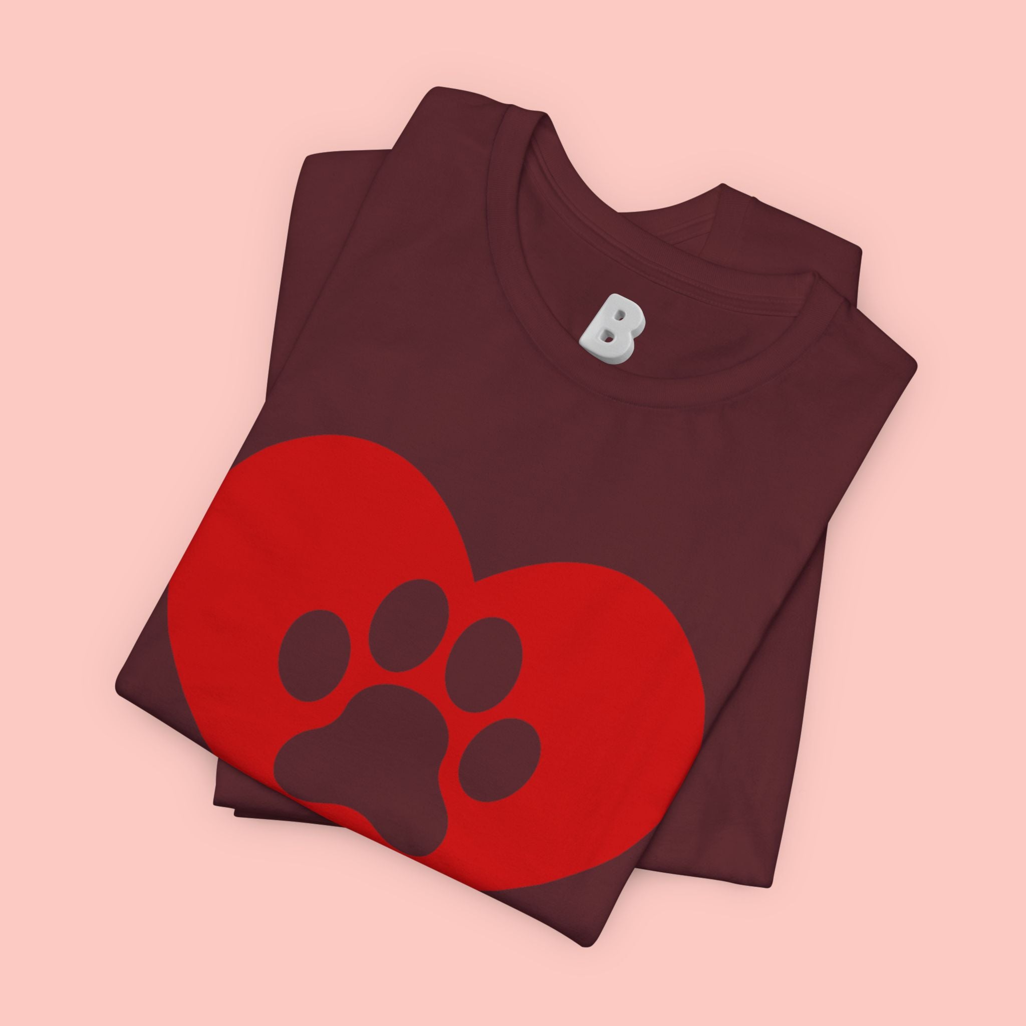 Pet Lover T-Shirt — Red Heart Paw Print Tee