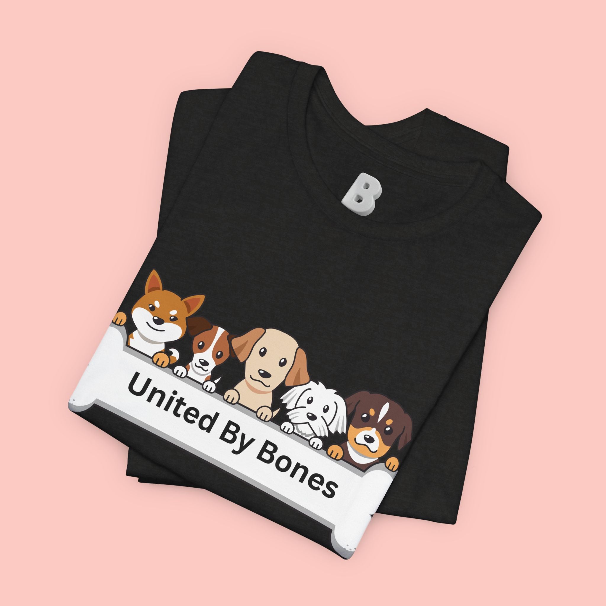 Dog Lover T‑Shirt — "United By Bones" Cute Cartoon Dogs Tee