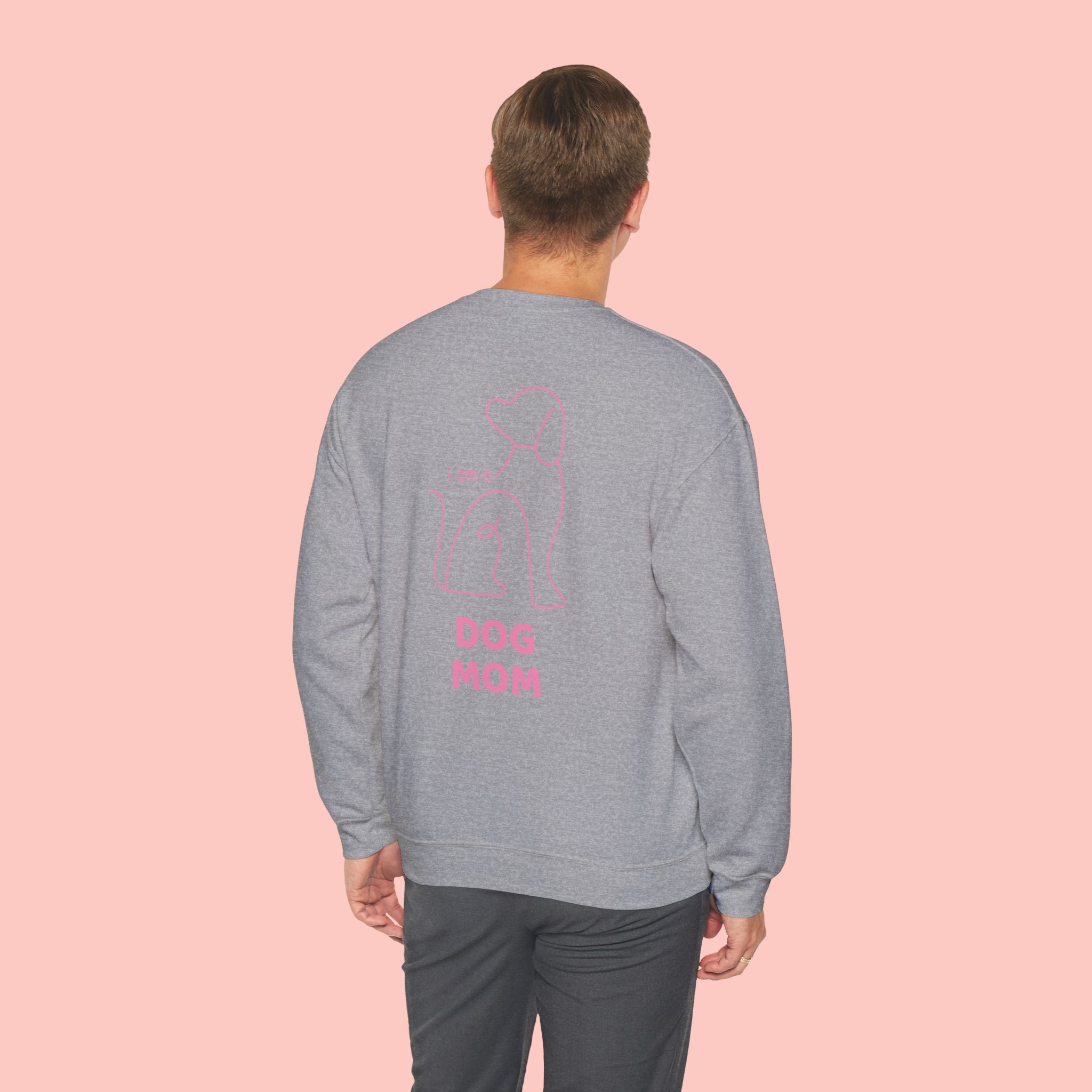 Dog Mom Crewneck Sweatshirt — Pink Minimalist Dog Outline