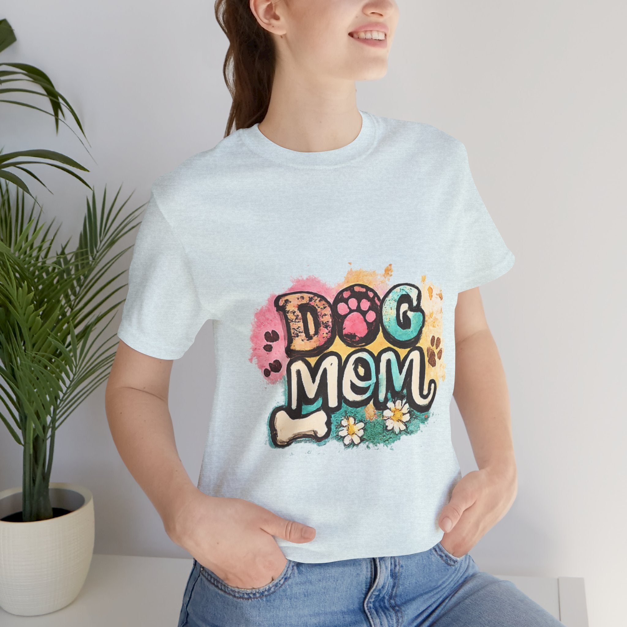 Dog Mom T-Shirt — Colorful Paw Print Graphic Tee for Pet Lovers