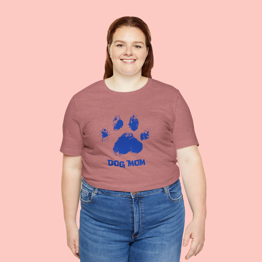 Dog Mom Paw Print T-Shirt — Distressed Blue Design