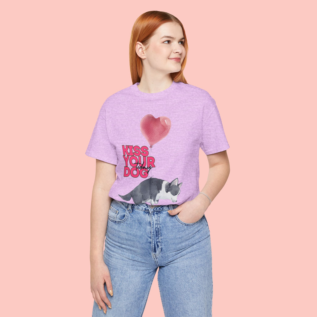 Kiss Your Dog T-Shirt — Cute Corgi with Heart Balloon Pet Lover Tee
