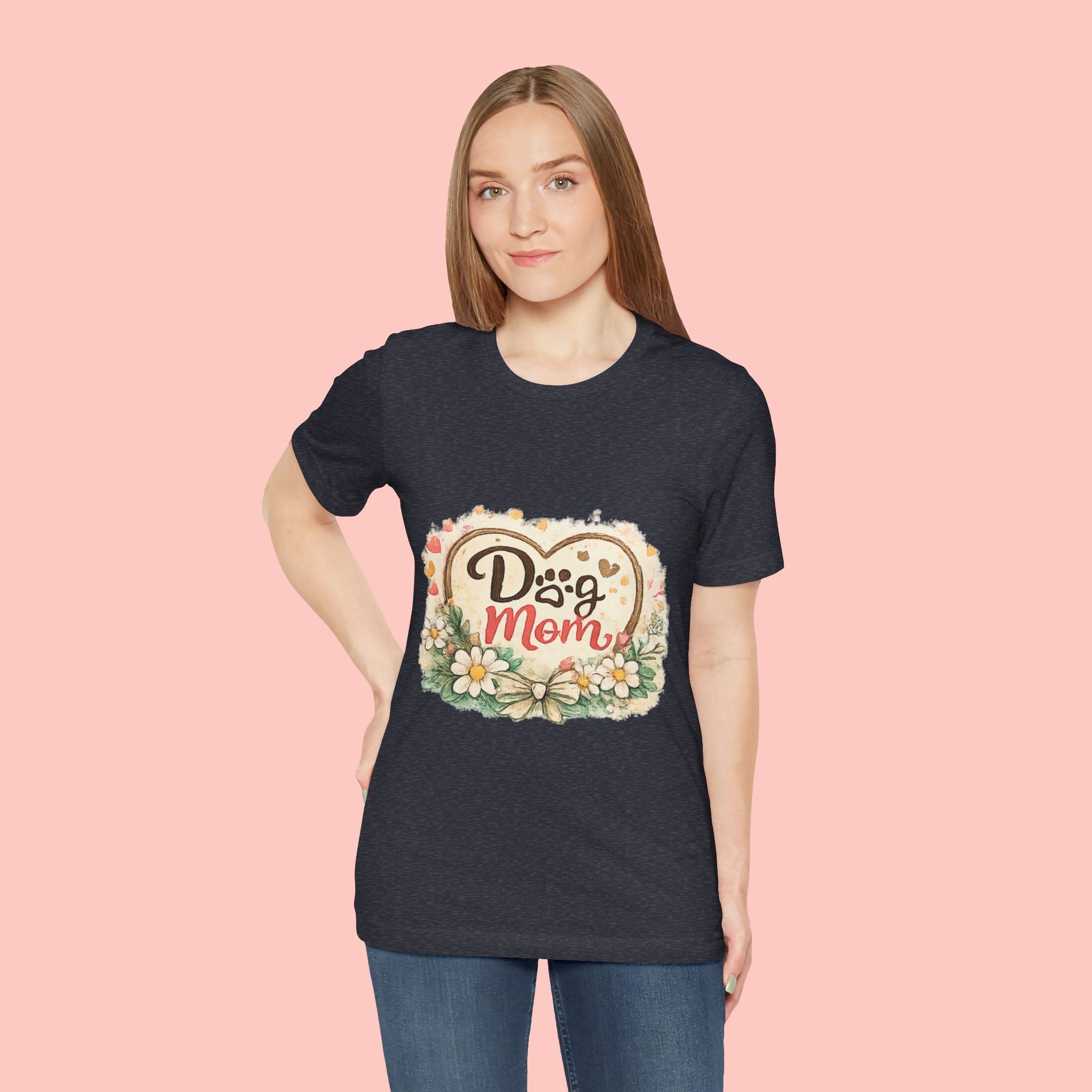 Dog Mom T-Shirt – Floral Paw Heart Graphic Tee