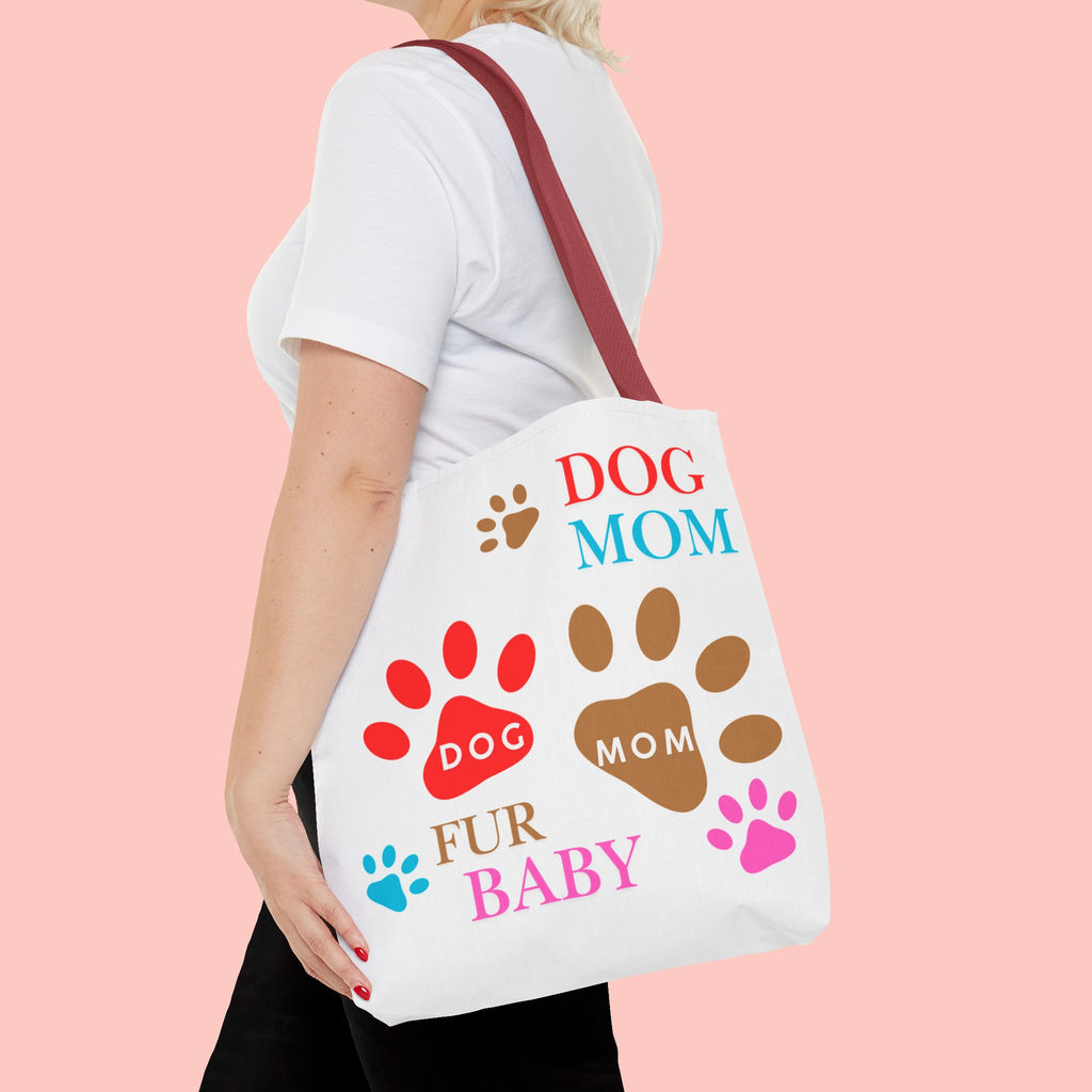 Dog Mom Tote Bag – "Fur Baby" Paw Print AOP Tote