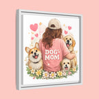 Dog Mom Canvas Print — Framed Matte Wall Art with Cute Dogs & Hearts