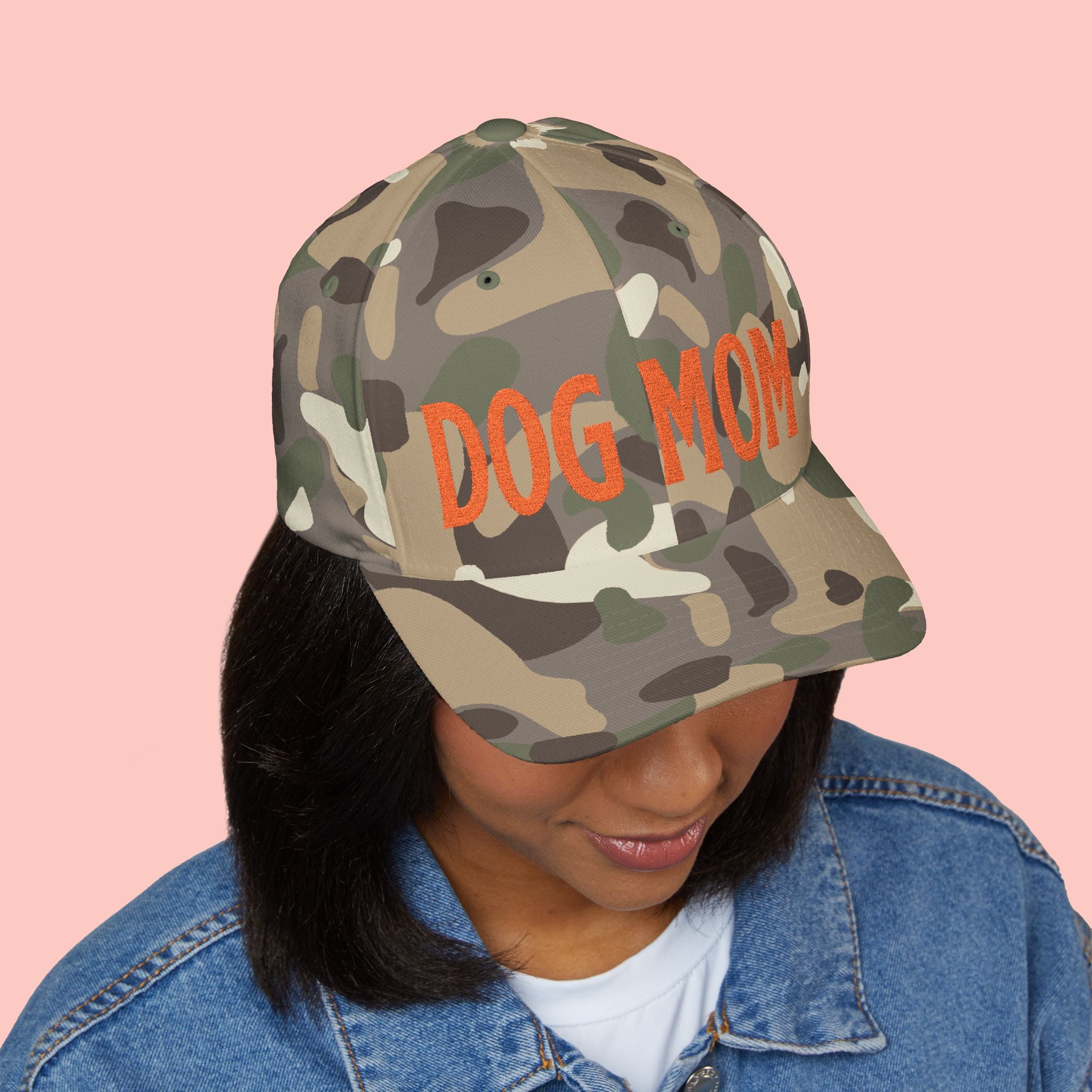 Dog Mom Embroidered Cap – White Structured Baseball Hat