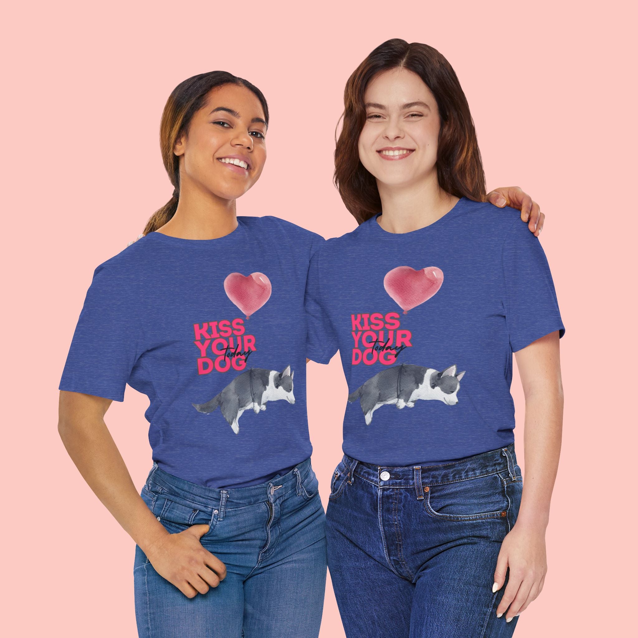 Kiss Your Dog T-Shirt — Cute Corgi with Heart Balloon Pet Lover Tee