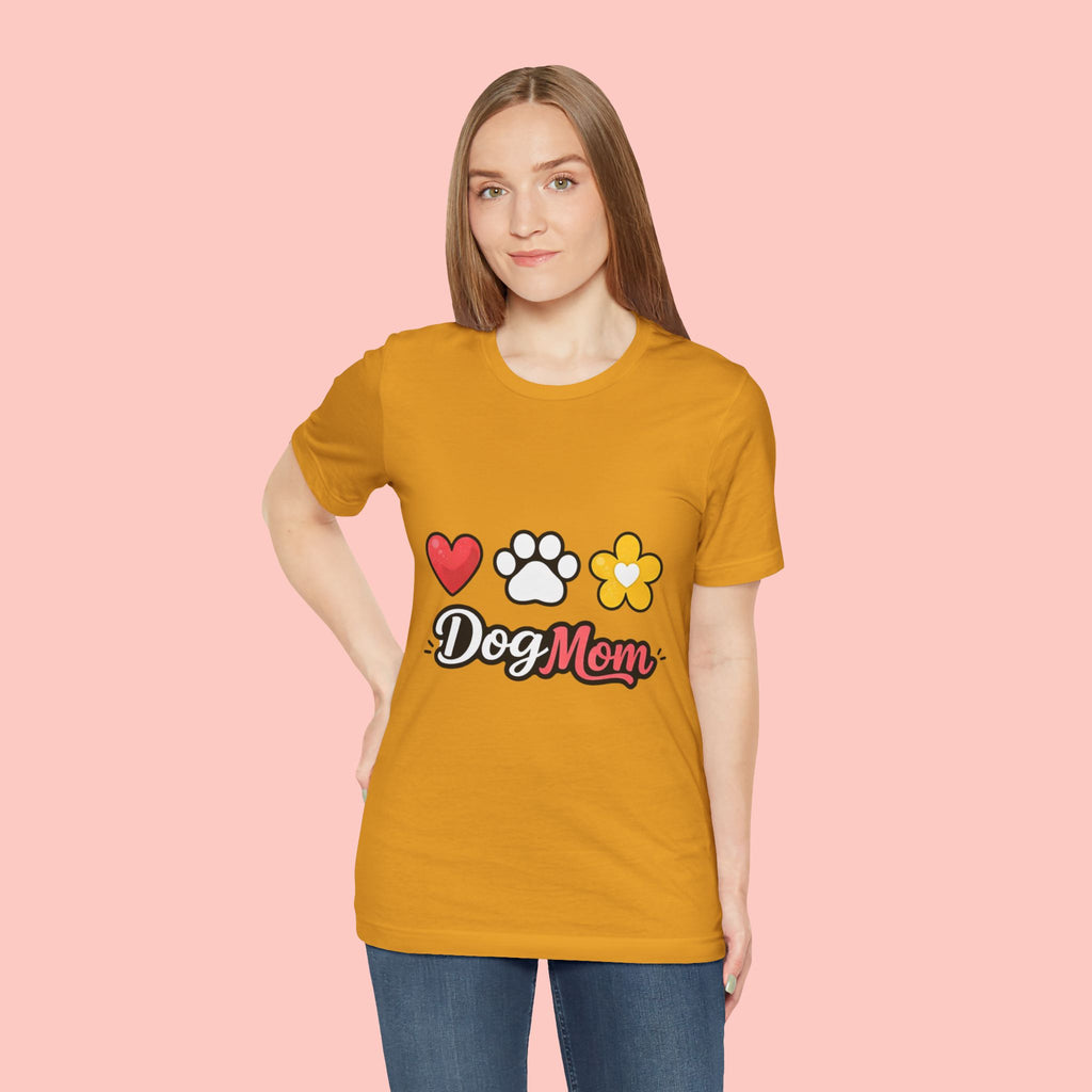 Dog Mom T-Shirt – Heart, Paw & Flower Graphic Tee