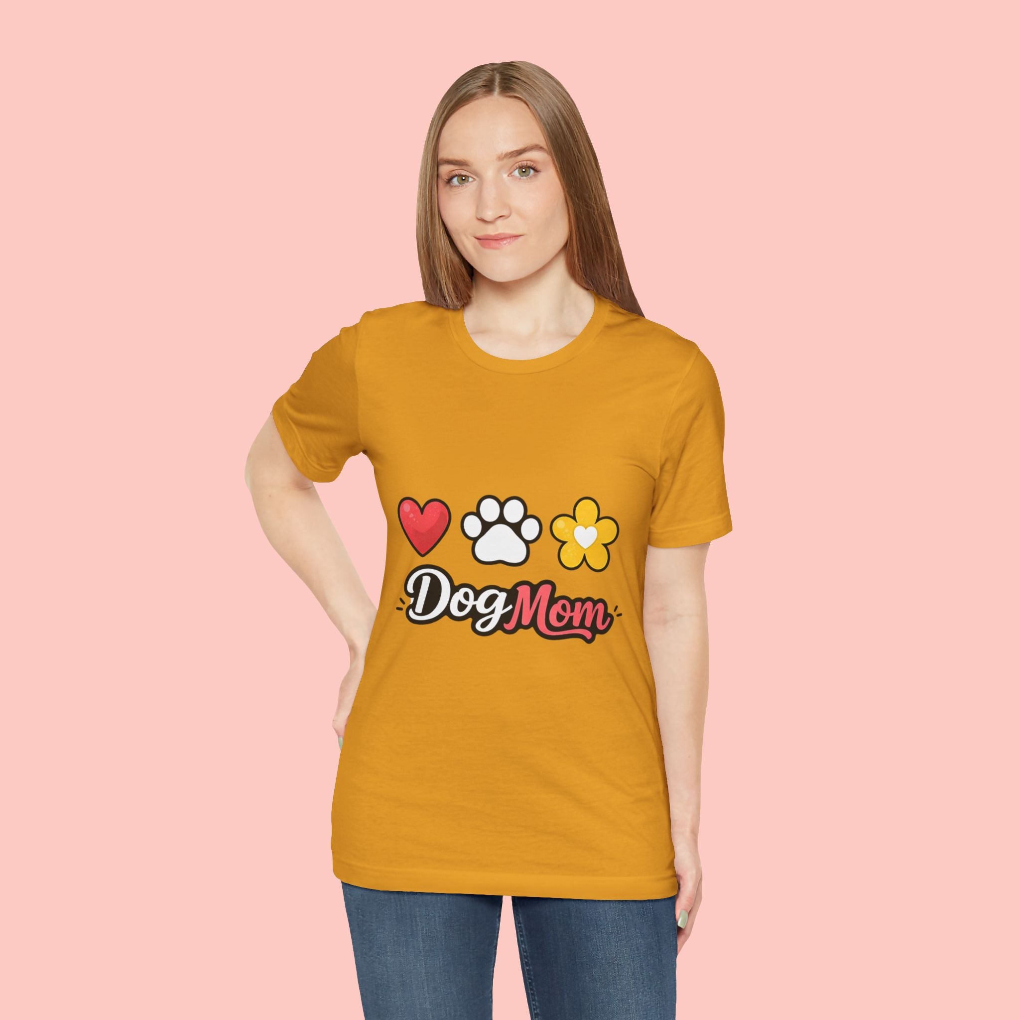 Dog Mom T-Shirt – Heart, Paw & Flower Graphic Tee