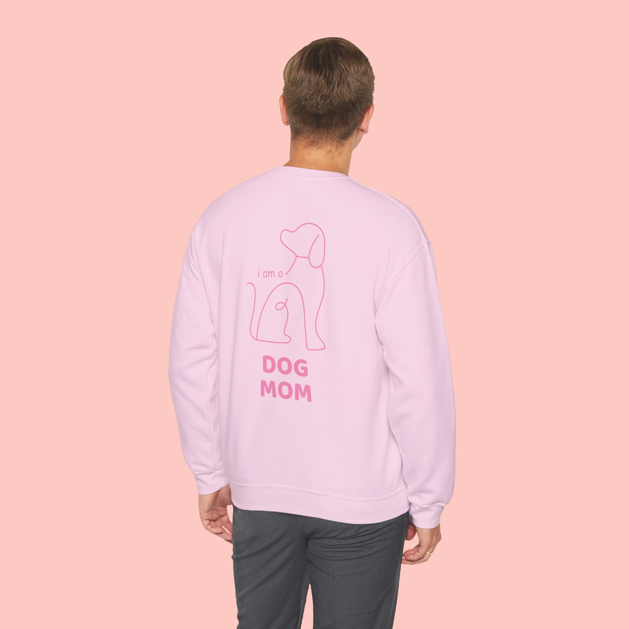 Dog Mom Crewneck Sweatshirt — Pink Minimalist Dog Outline