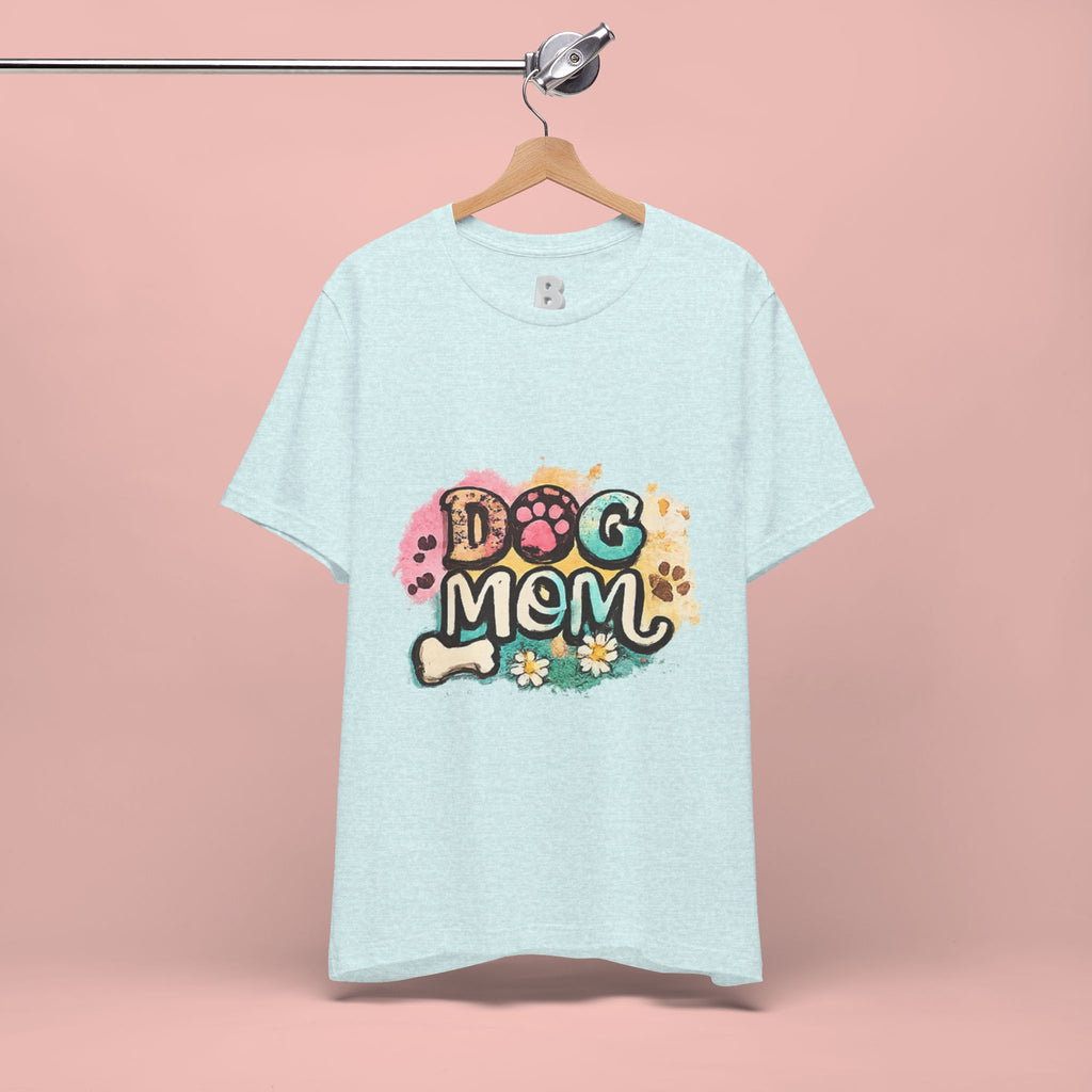 Dog Mom T-Shirt — Colorful Paw Print Graphic Tee for Pet Lovers