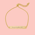 Engravable Gold Bar Bracelet – Adjustable Personalized Message Bracelet
