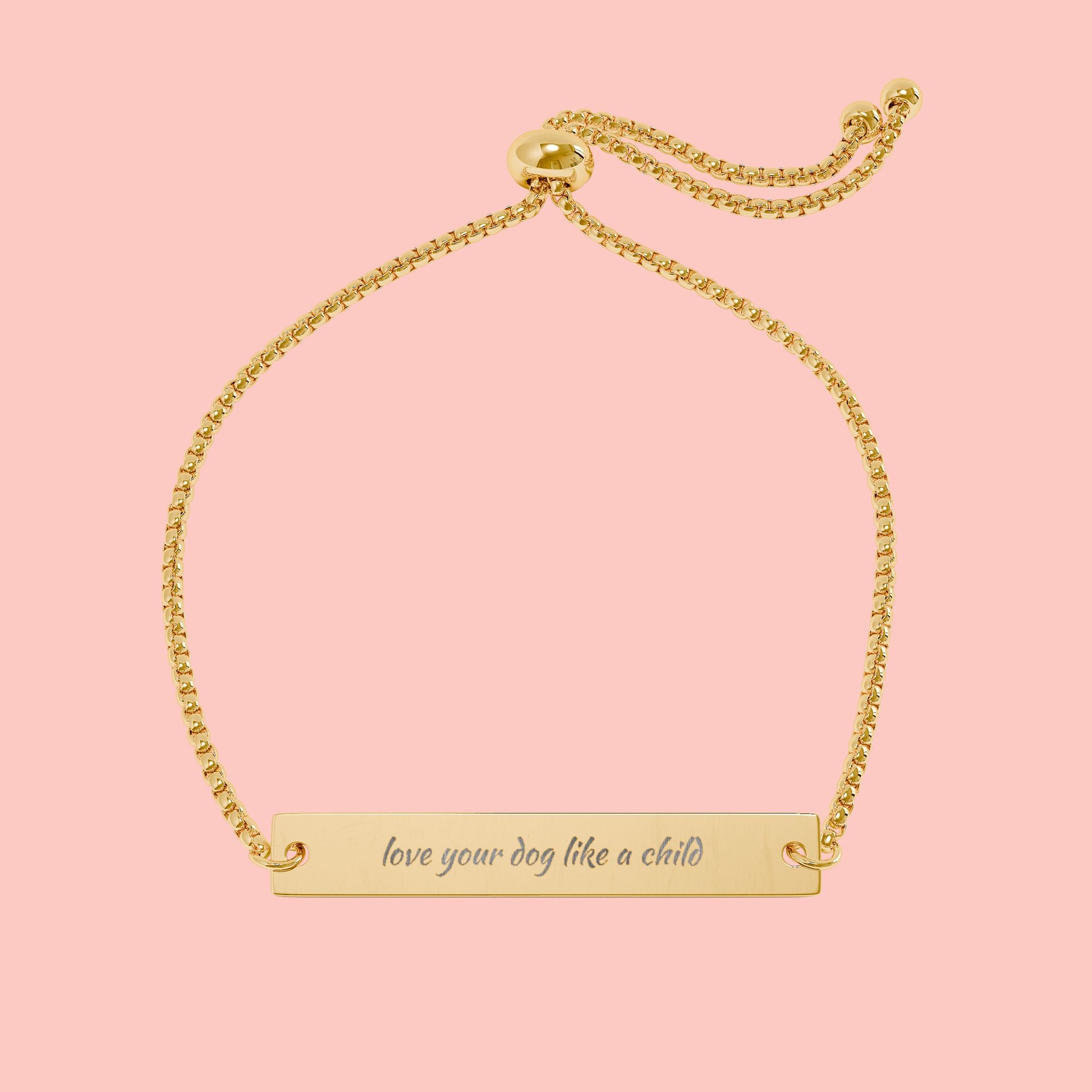 Engravable Gold Bar Bracelet – Adjustable Personalized Message Bracelet