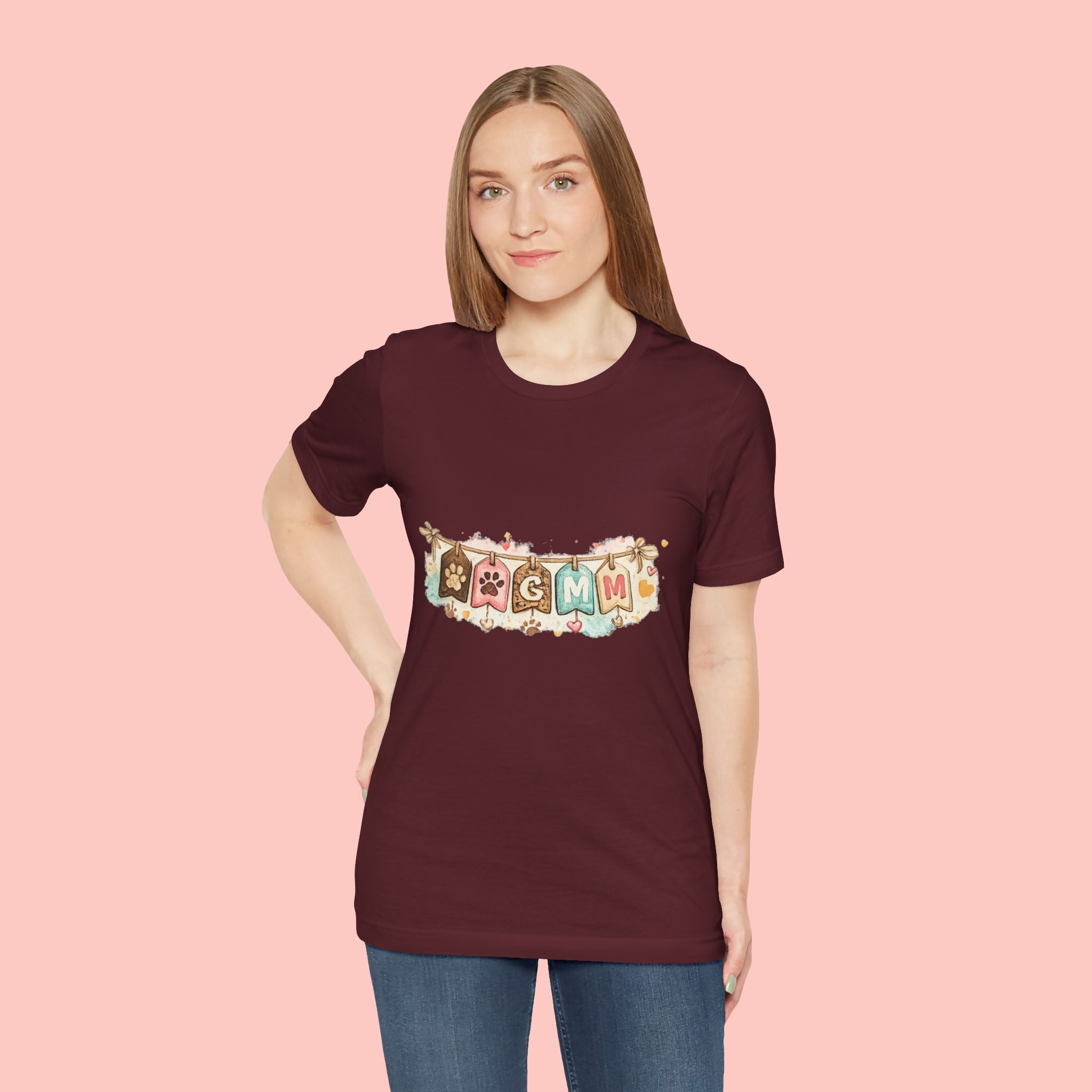 Pet Mom Banner Tee — Cute Paw Print "MOM" Graphic T-Shirt