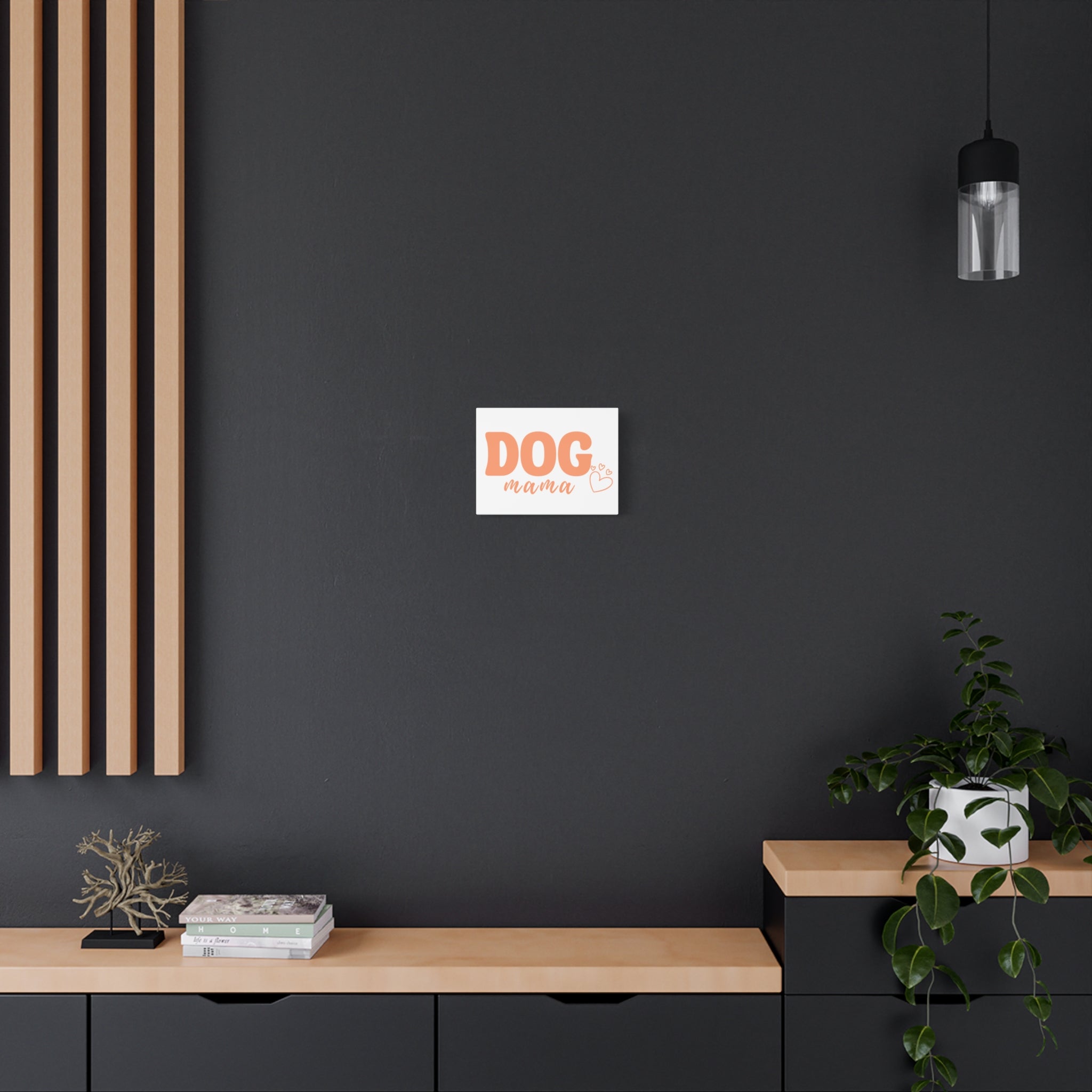 Dog Mama Matte Canvas Wall Art – Peach Script Pet Lover Decor