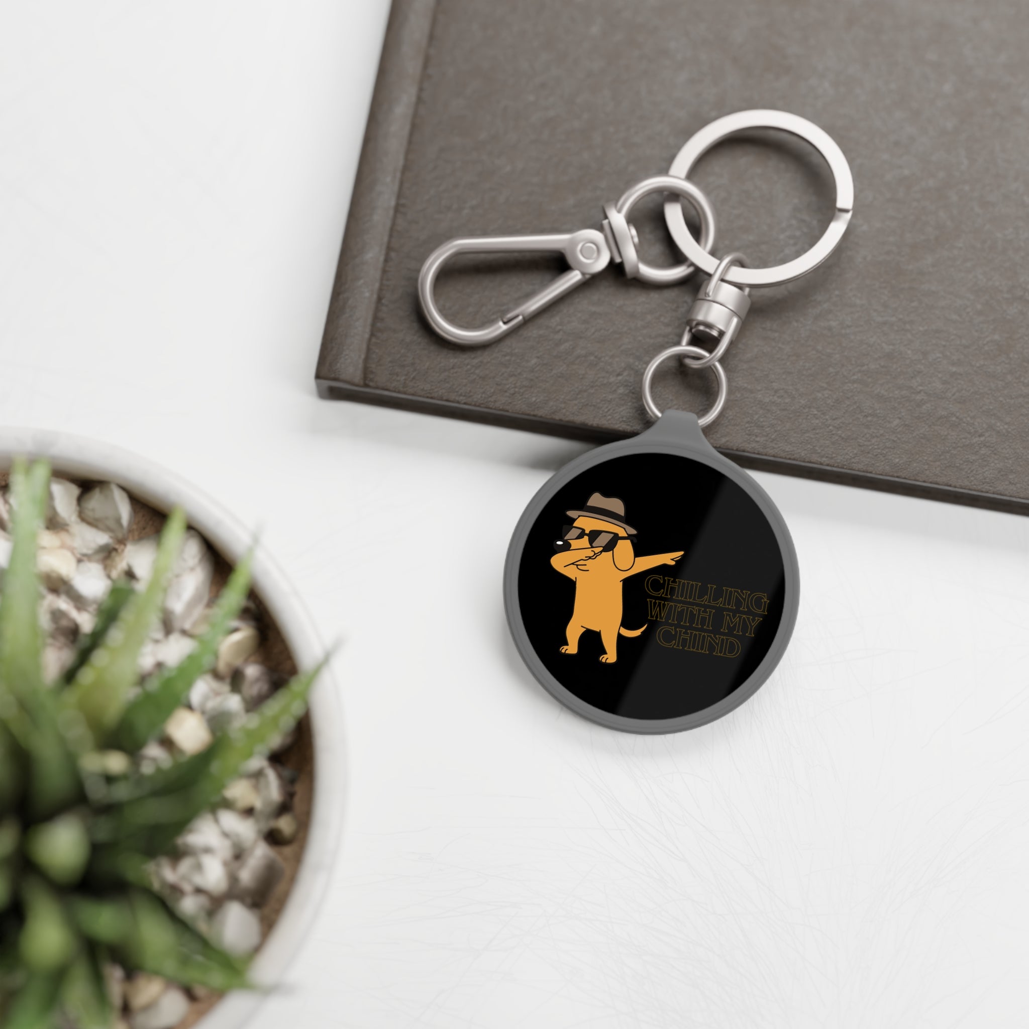 Dog Dabbing Keyring Tag – "Chillin' With My Child" Novelty Pet Lover Keychain