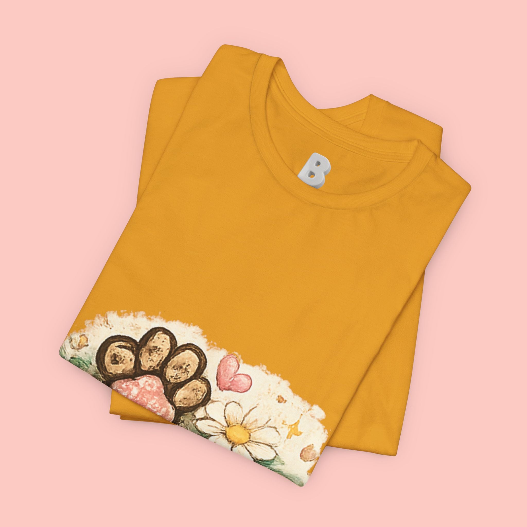 Dog Paw Floral T-Shirt — Cute Paw Print, Bone & Daisies Tee