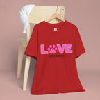 Love Dog Mom T-Shirt — Pink Paw Graphic Tee