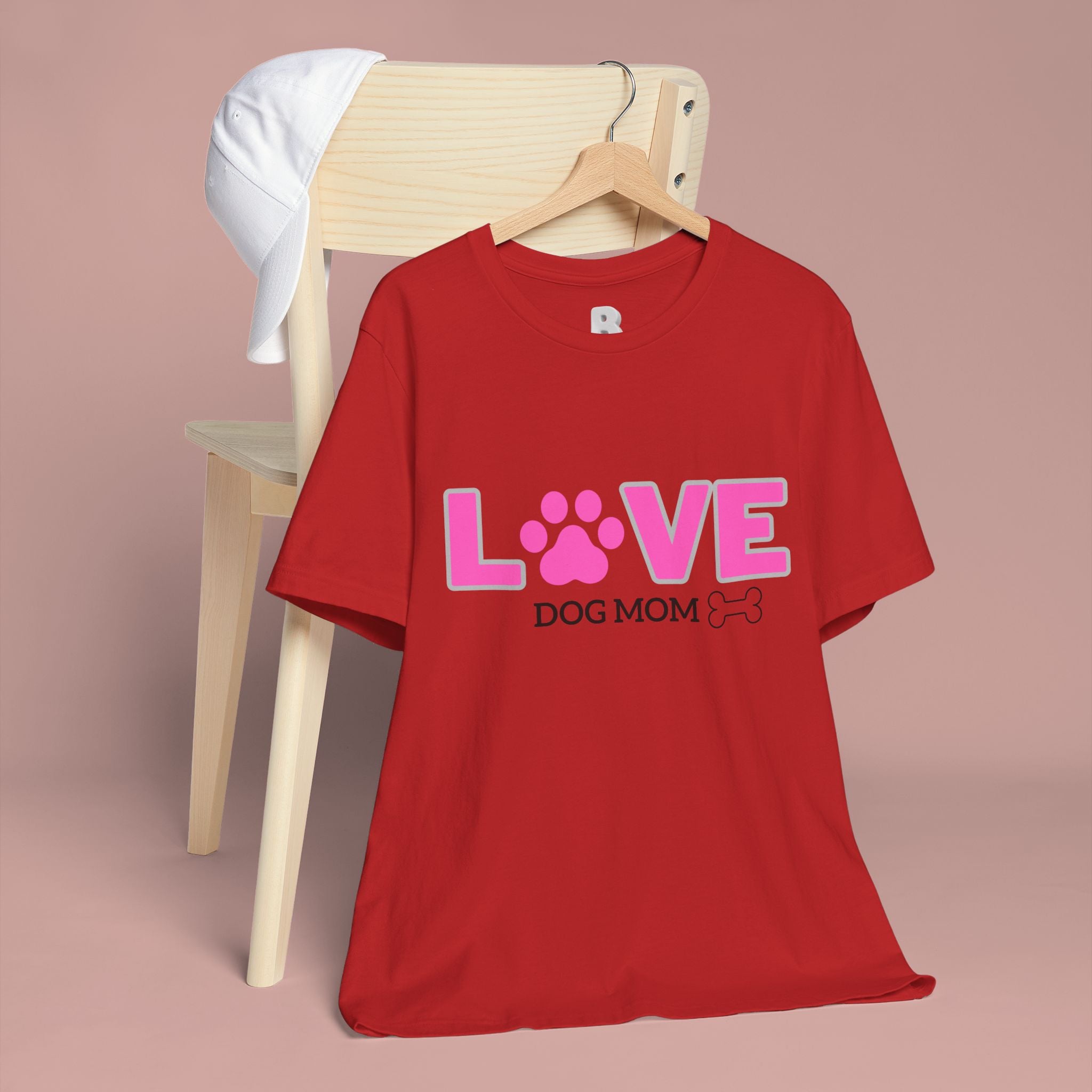 Love Dog Mom T-Shirt — Pink Paw Graphic Tee