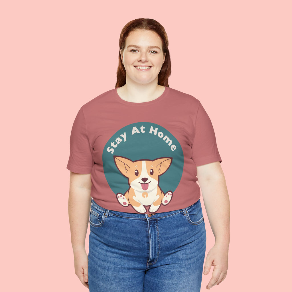 Stay At Home Dog Mom T-Shirt — Cute Corgi Graphic Tee