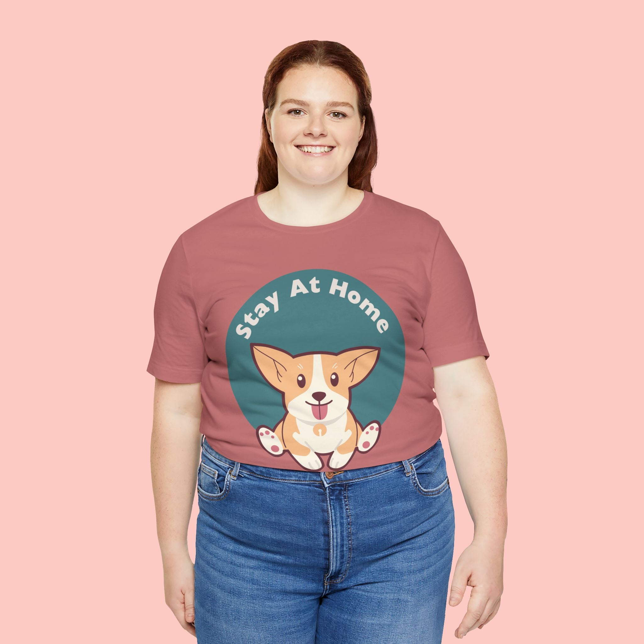 Stay At Home Dog Mom T-Shirt — Cute Corgi Graphic Tee