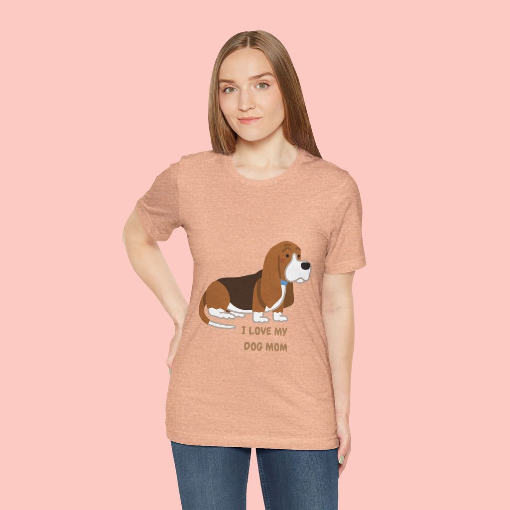 Dog Mom T‑Shirt — Cute Basset Hound I Love My Dog Mom Tee