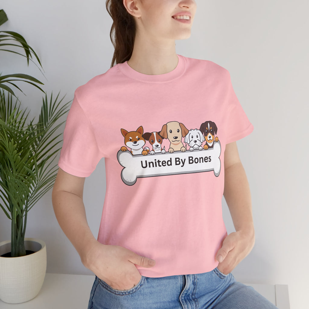 Dog Lover T‑Shirt — "United By Bones" Cute Cartoon Dogs Tee