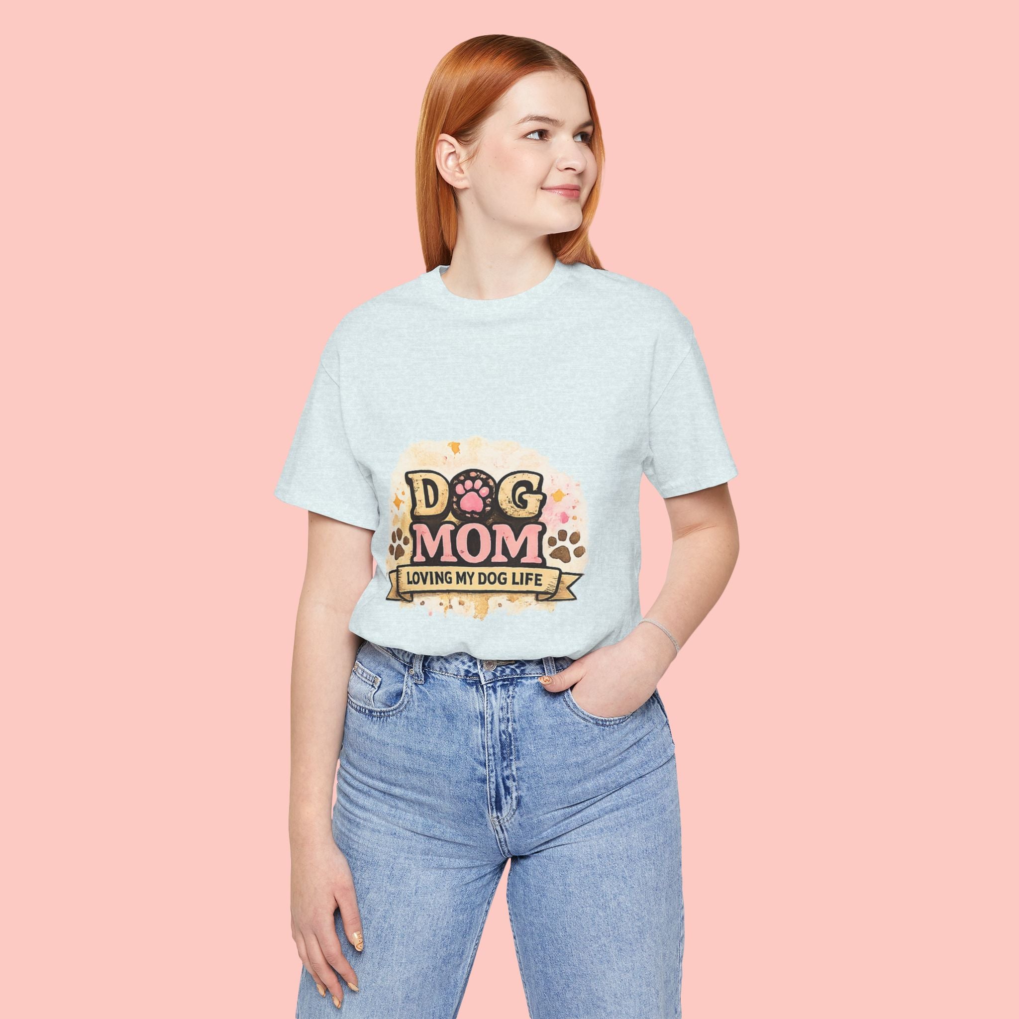 Dog Mom T-Shirt – "Loving My Dog Life" Cute Paw Print Tee for Pet Moms