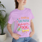 Dog Lover T-Shirt — "This Human Belongs to a Dog" Cute Paw Print Tee
