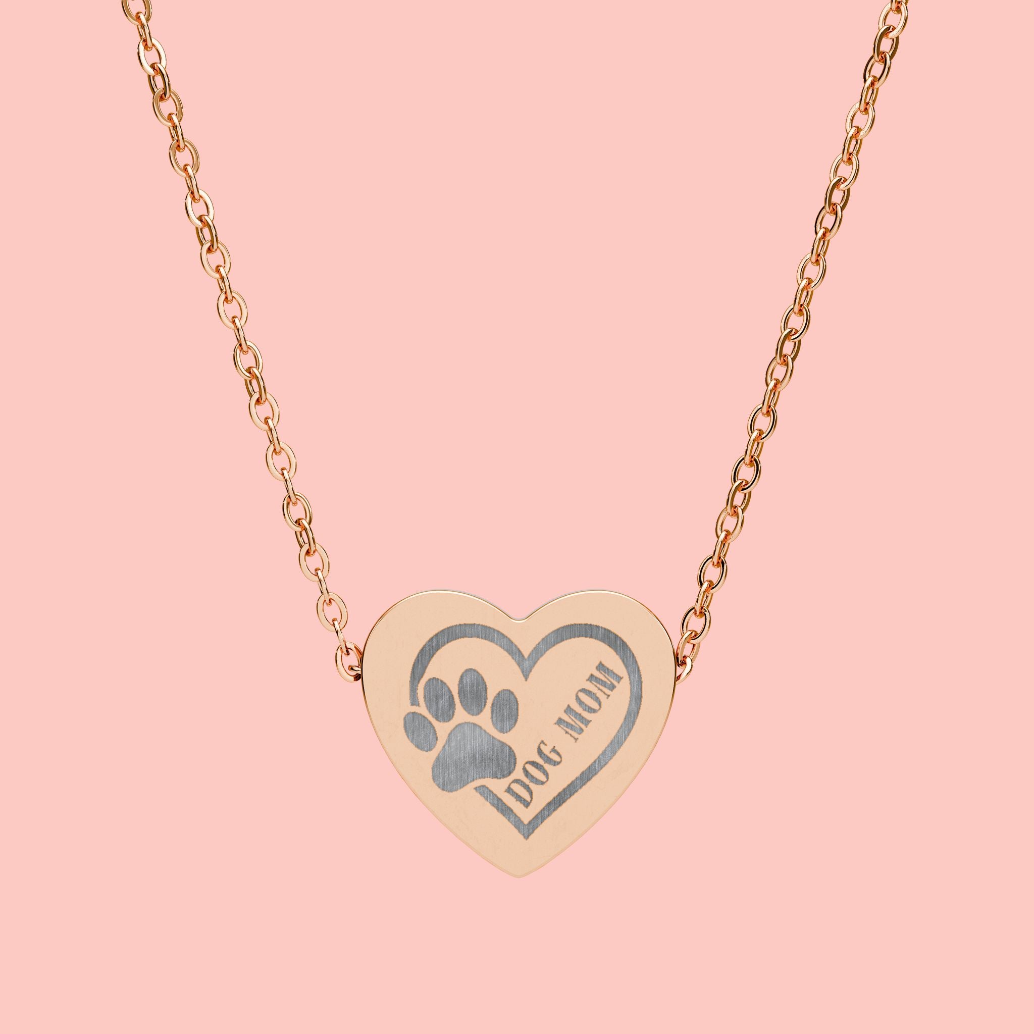 Engraved Paw Print Heart Necklace — 'Love You' Pet Memorial Pendant
