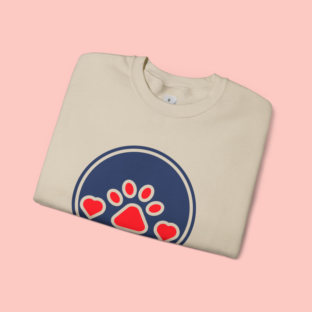 Dog Mama Crewneck Sweatshirt — Paw Print Heart Graphic
