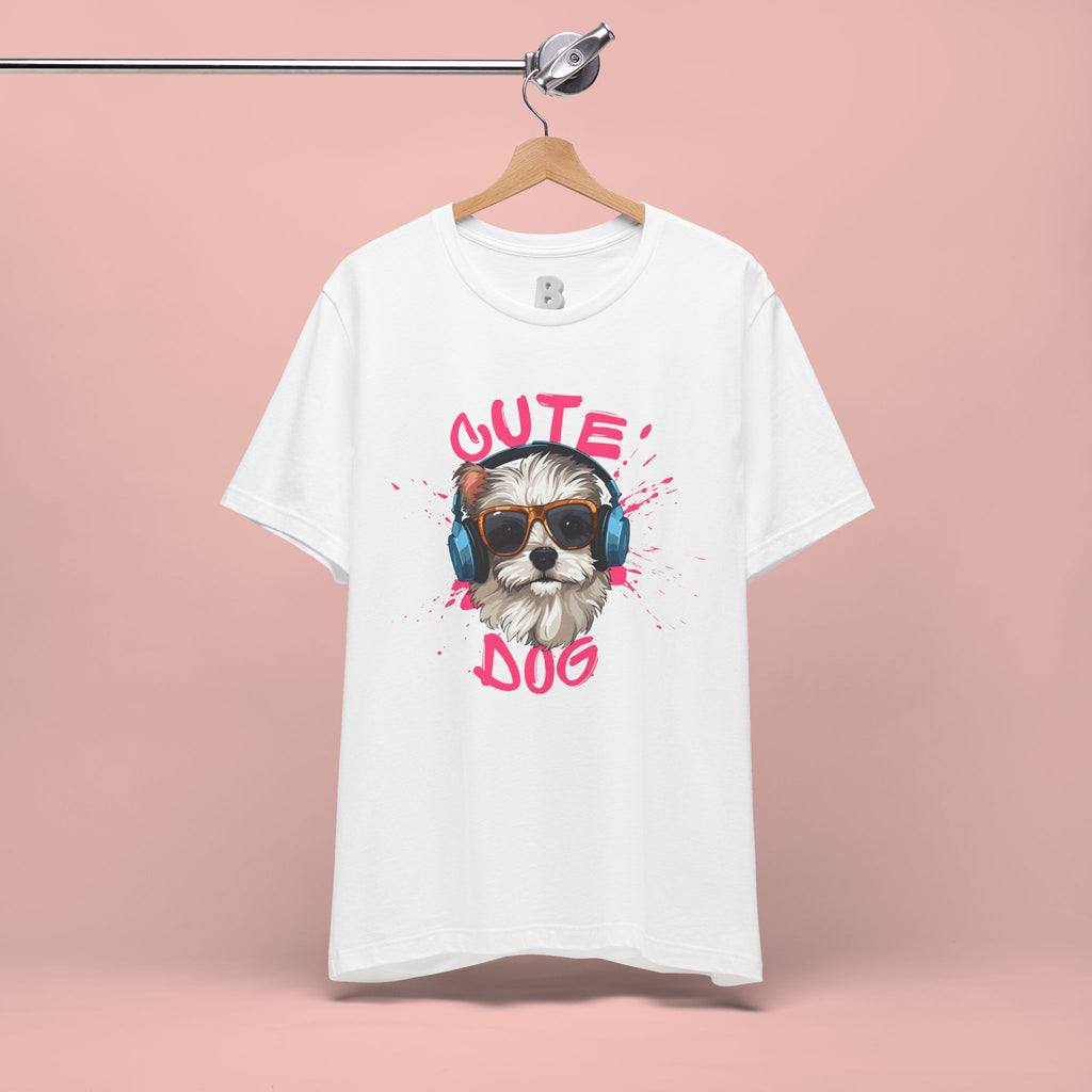 Cute Dog Tee — Headphones Puppy Graphic T-Shirt