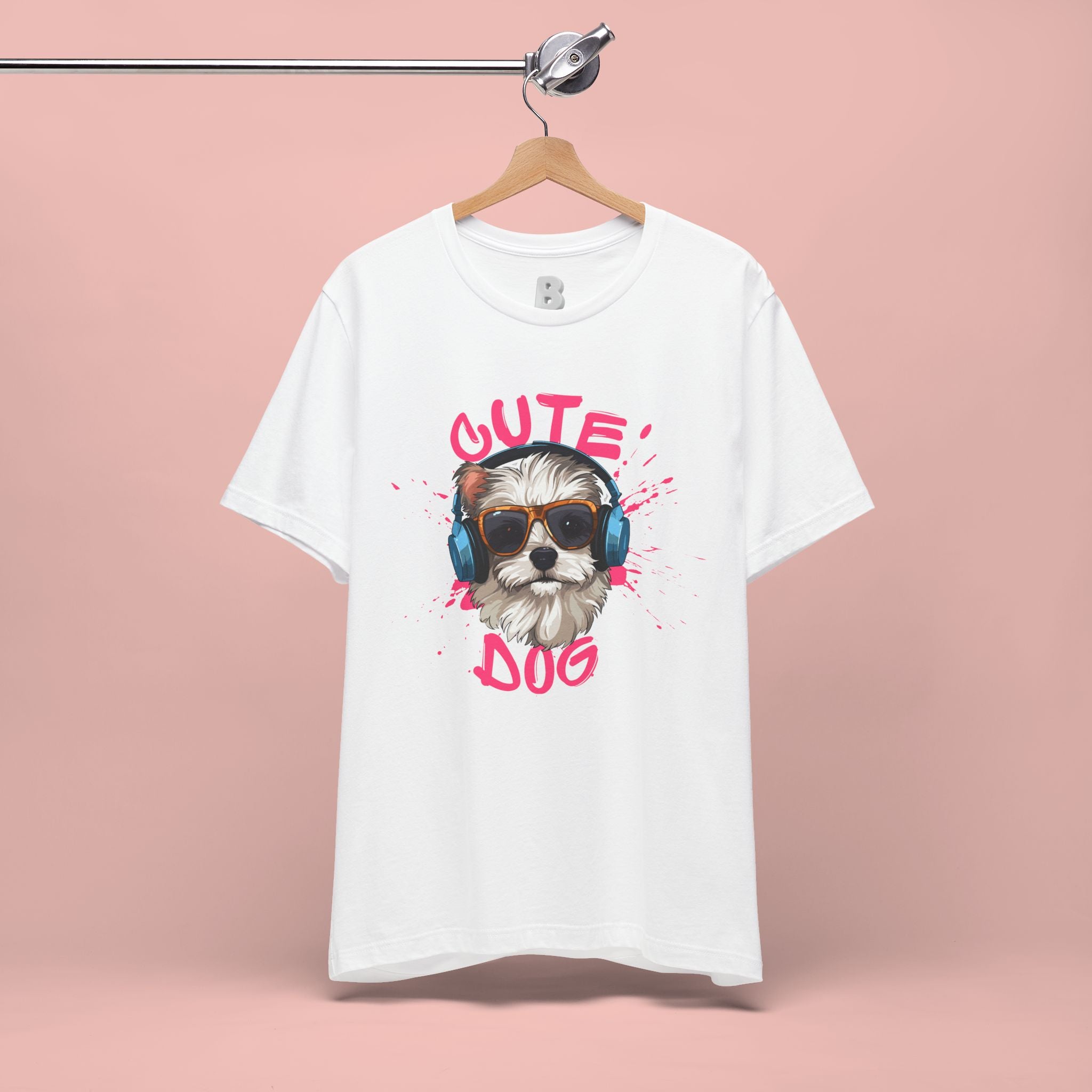 Cute Dog Tee — Headphones Puppy Graphic T-Shirt