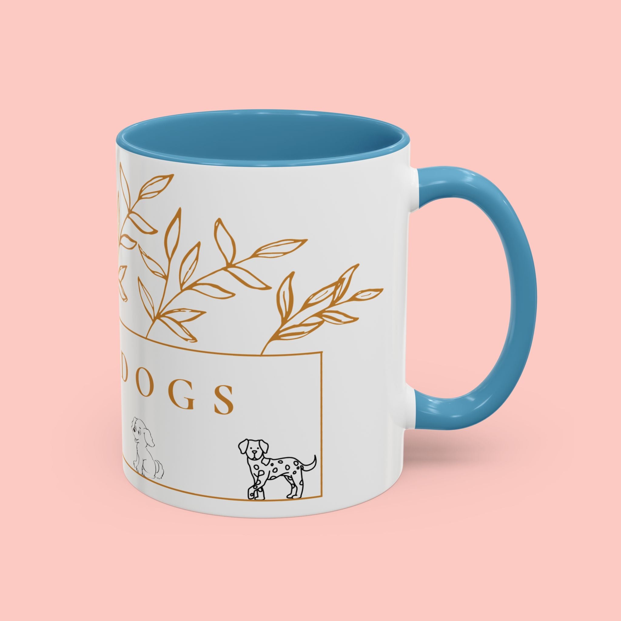 I Love Dogs Accent Coffee Mug — Gold Leaf Dog Lover Ceramic Mug (11oz & 15oz)