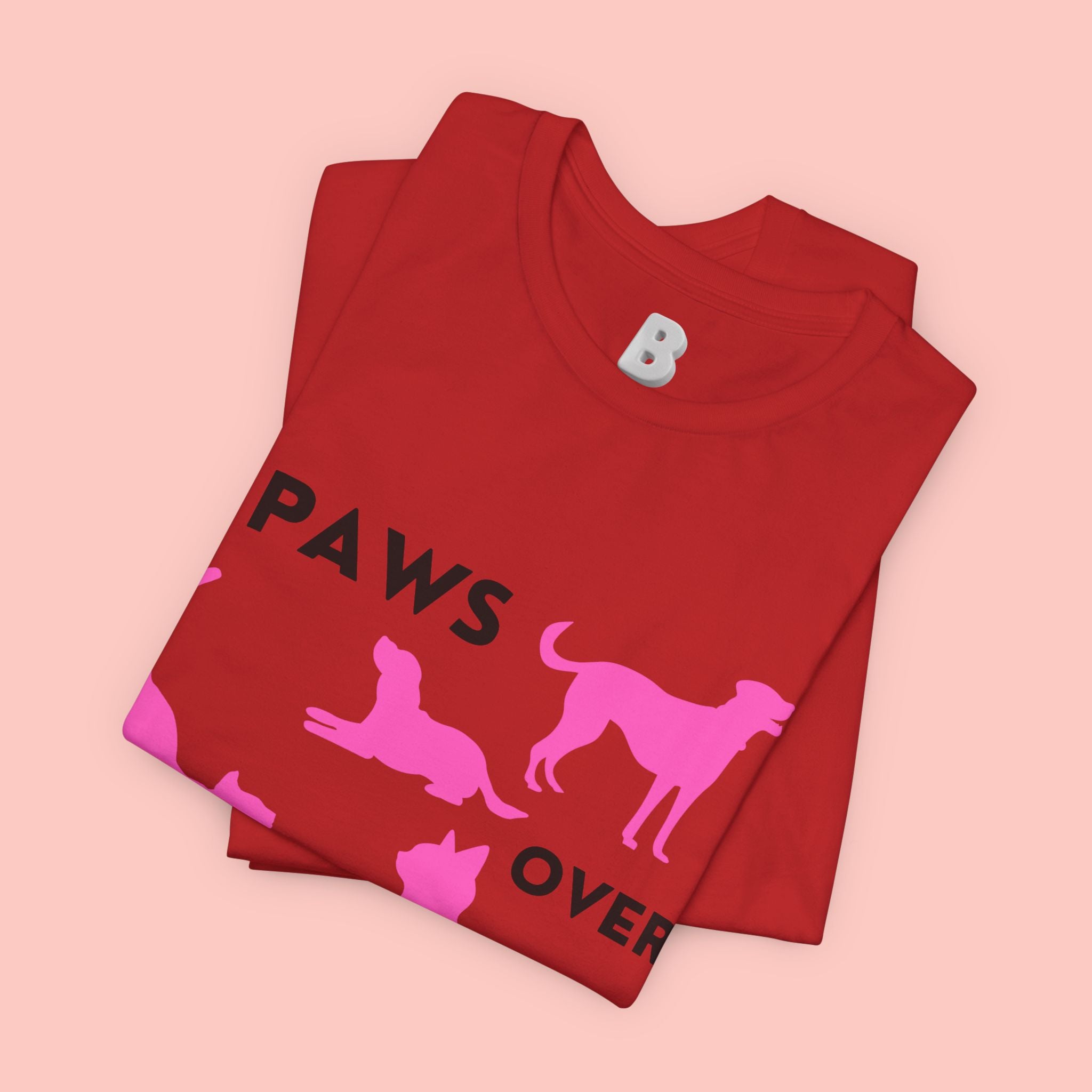 Paws Over People Tee — Pink Cats & Dogs Graphic T-Shirt