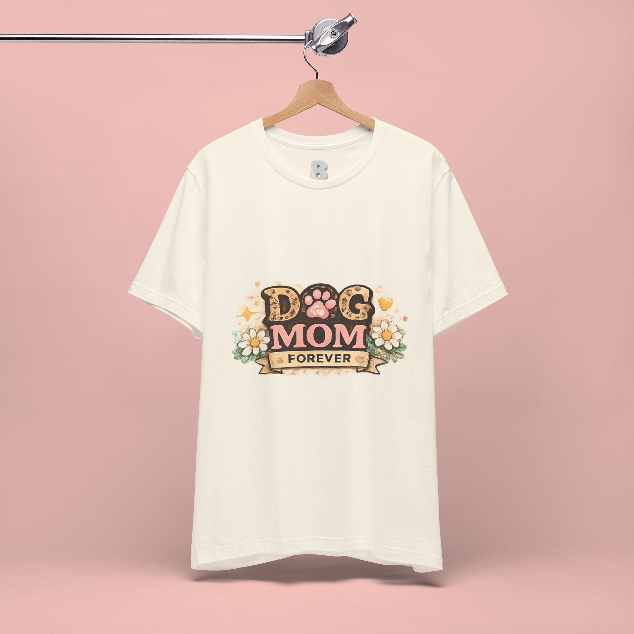 Dog Mom Forever T‑Shirt — Floral Paw Print Tee for Pet Lovers