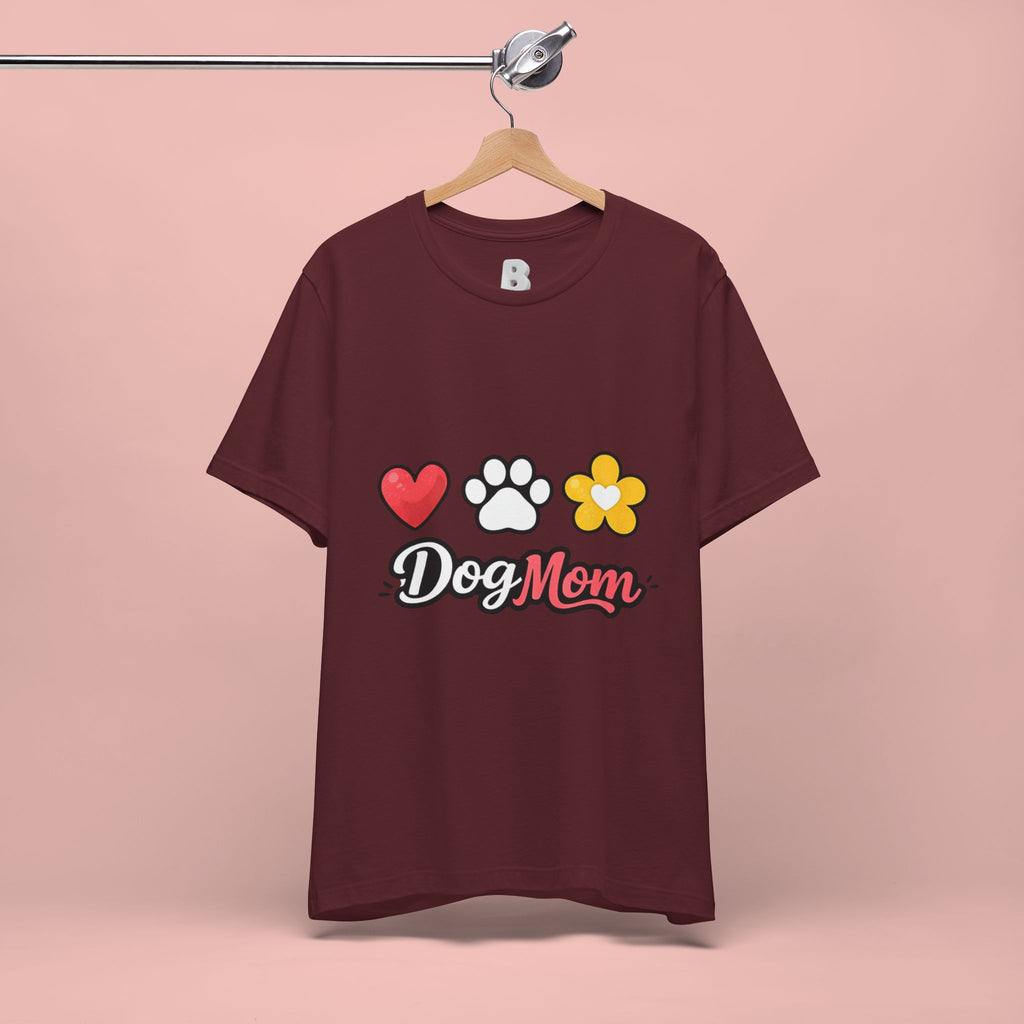 Dog Mom T-Shirt – Heart, Paw & Flower Graphic Tee