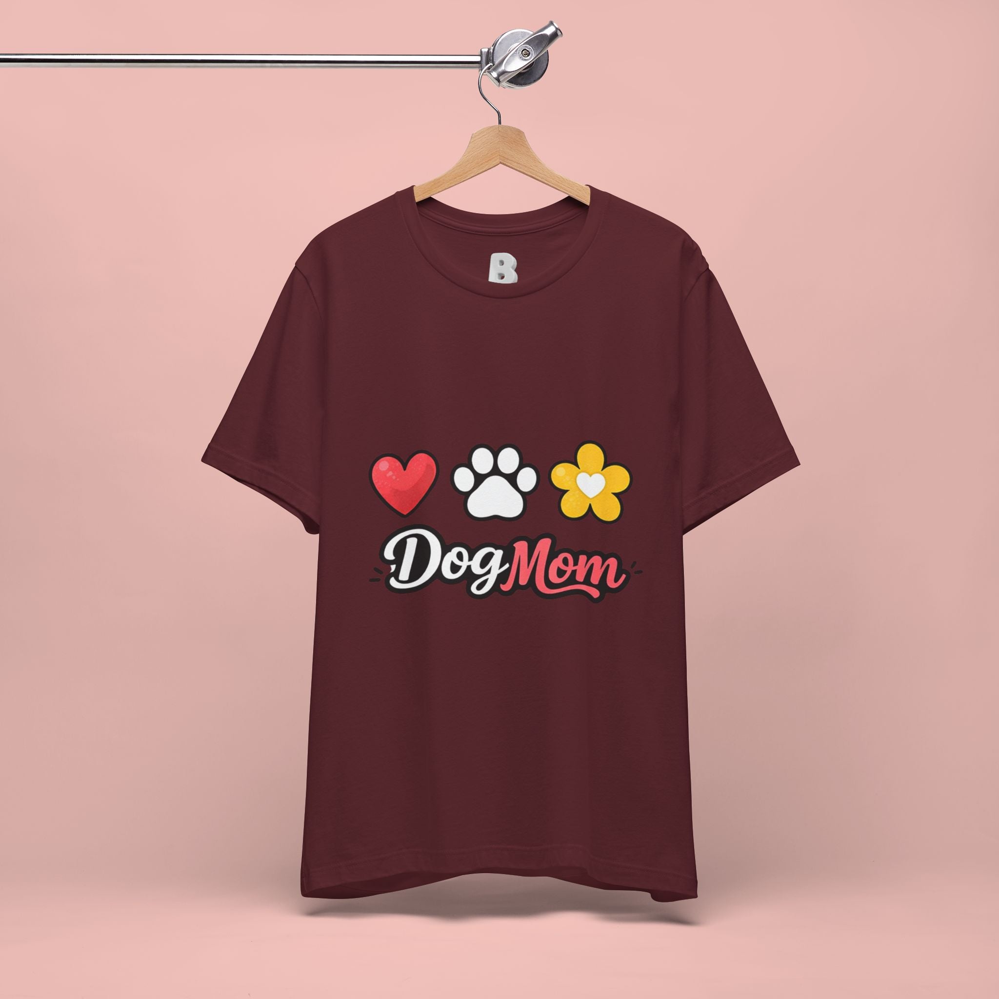 Dog Mom T-Shirt – Heart, Paw & Flower Graphic Tee